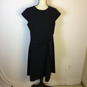 Donna Morgan A-line Dress Sz 14P Womans Petite Navy Blue Cap Sleeve Stretch Knit